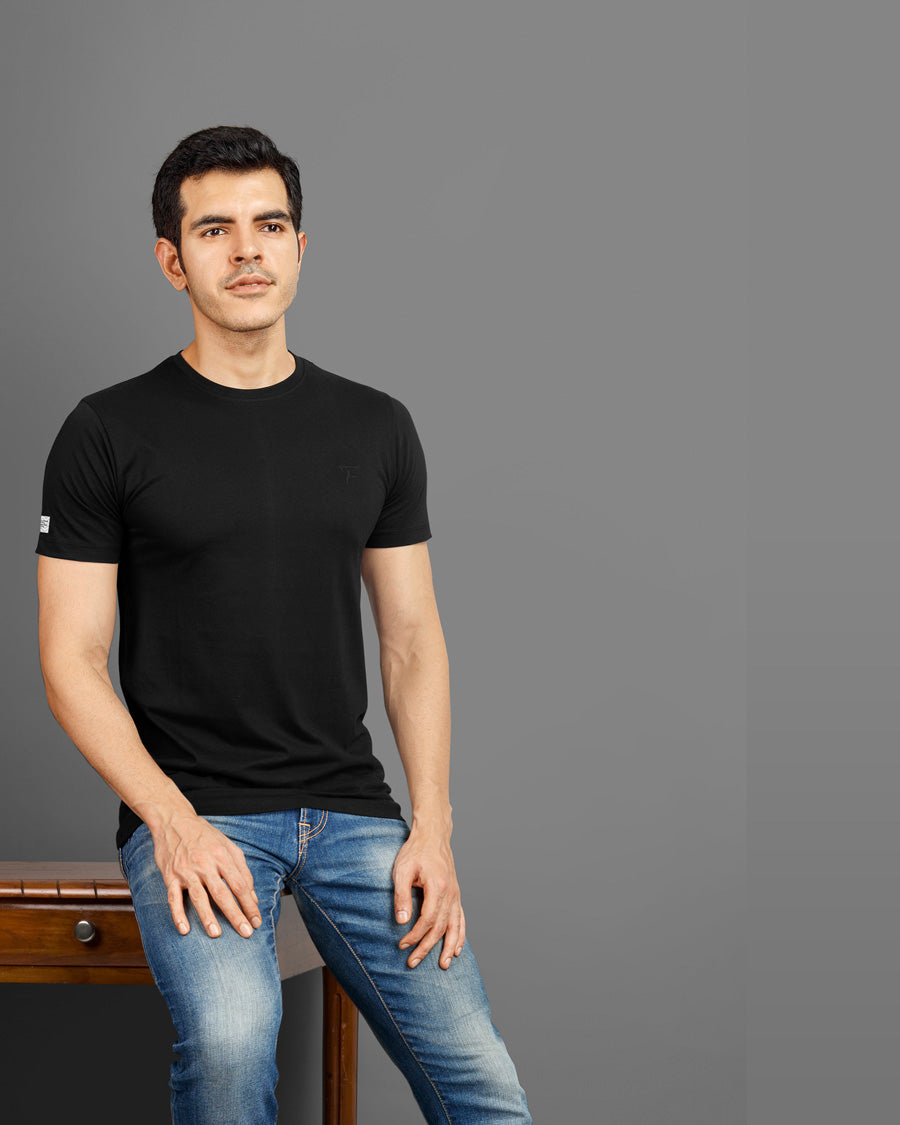 Ferraro Black Round neck T-Shirt