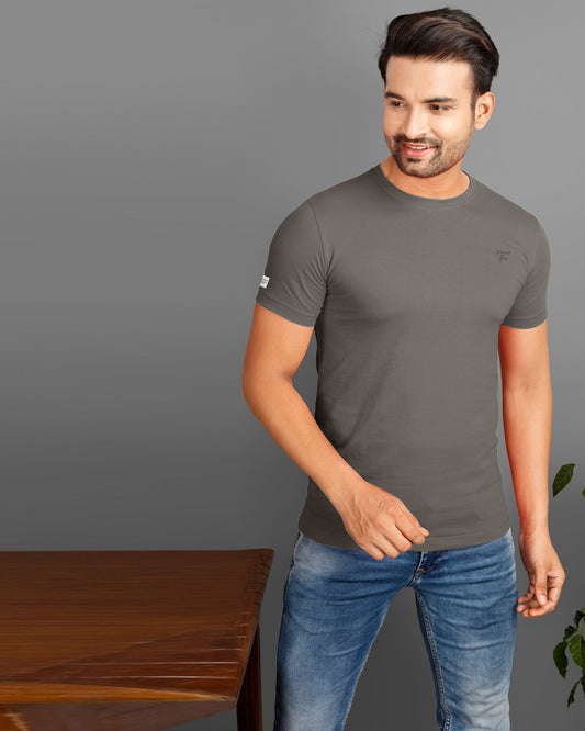 Ferraro Dark Grey Round Neck T-Shirt